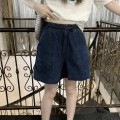 High-waisted wide-leg plastic short pants